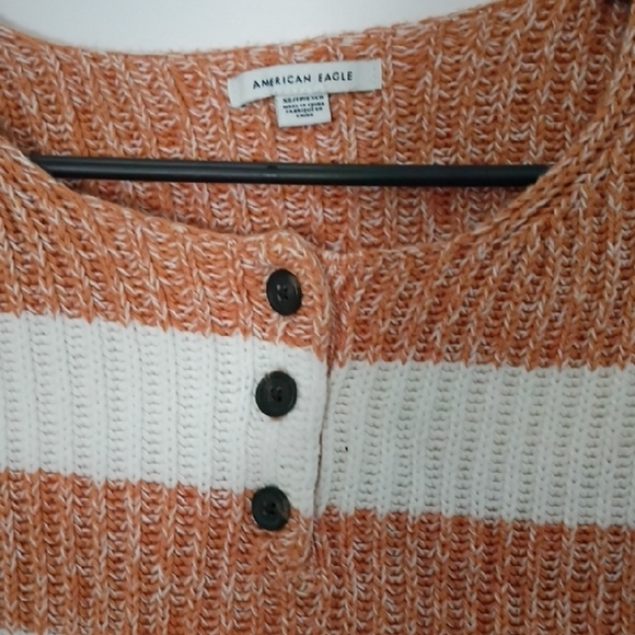 American Eagle Outfitters Orange and White Striped Sweater - Picture 2 of 3